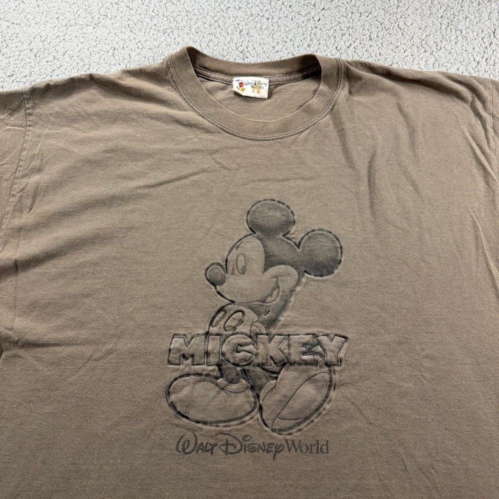 Walt Disney World Mickey Mouse Graphic T-Shirt Mens Brown Short Sleeve Tee XL
